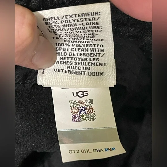 UGG Wool Blend Cap Hat With Sherpa Earflap Black Trapper Mens Size S/M New - Picture 8 of 8